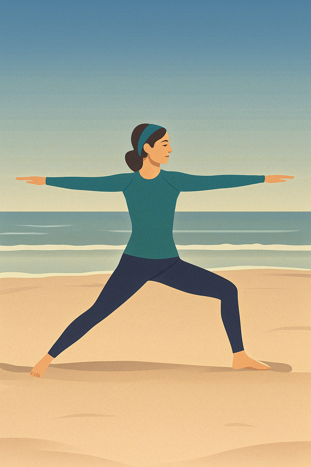 Warrior Pose by the Shore